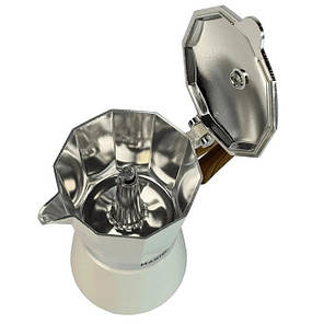 Кавоварка гейзерна 300 мл MAGIO MG-1008 White (Niz14693), фото 2