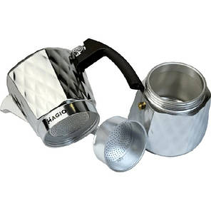 Алюмінієва гейзерна кавоварка 300 мл MAGIO MG-1004 Metal (Niz14689), фото 3