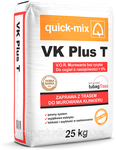 VK Plus T, комбінований розчин для цегли з екстремальним водопоглинанням, вище 8%. Сірий
