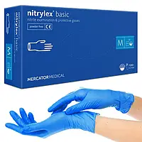 Нітрилові рукавиці Nitrylex-basic - Сині (100 шт) M (7-8)