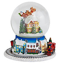 Заводна новорічна снігова куля з мелодією "Полярна подорож" 16,5*16,5*16,5 см