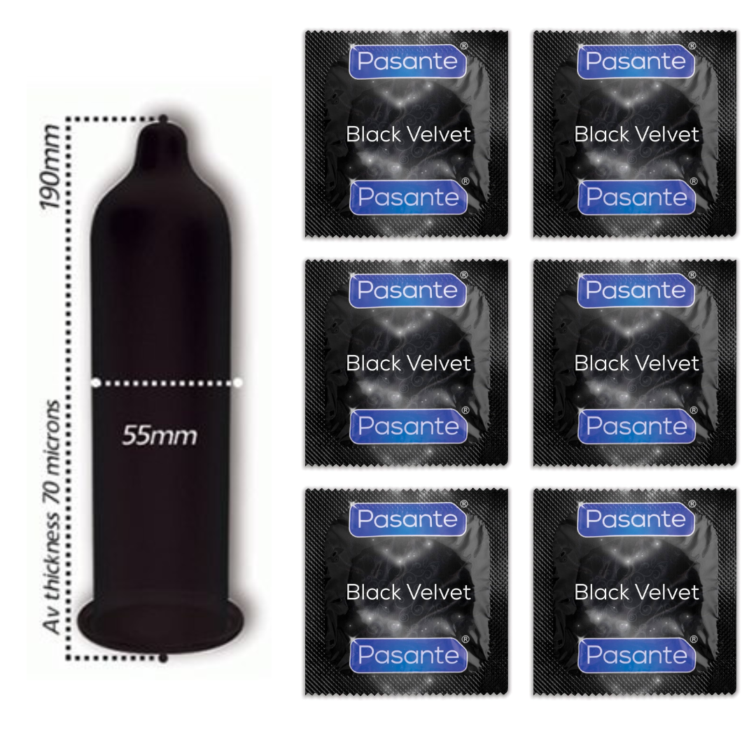 Презервативи Pasante Black Velvet 6 штук чорні презервативи