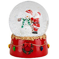 Новогодний снежный шар "Санта и снеговик" 6,5*6,5*10 см