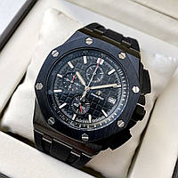 Мужские часы Audemars Piguet Royal Oak Chronоgraph all black AAA кварцевый хронограф на каучуковом браслете