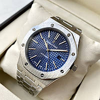 Наручные часы Audemars Piguet Royal Oak Blue AAA мужские механические с автоподзаводом и датой на браслете