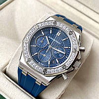 Женские часы Audemars Piguet Royal Oak Chronograph Lady Diamond AAA наручные кварцевые с хронографом каучук