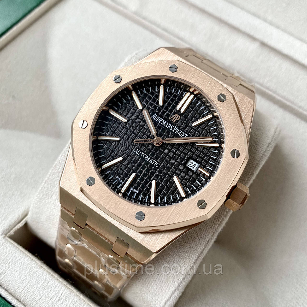 Наручний годинник Audemars Piguet Royal Oak Gold Black AAA чоловічий механічний з автопідзаводом і датою