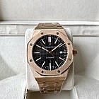 Наручний годинник Audemars Piguet Royal Oak Gold Black AAA чоловічий механічний з автопідзаводом і датою, фото 2
