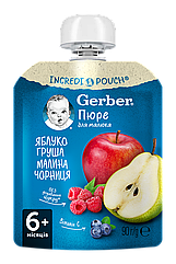 Пюре GERBER "Яблуко, груша, малина, чорниця"