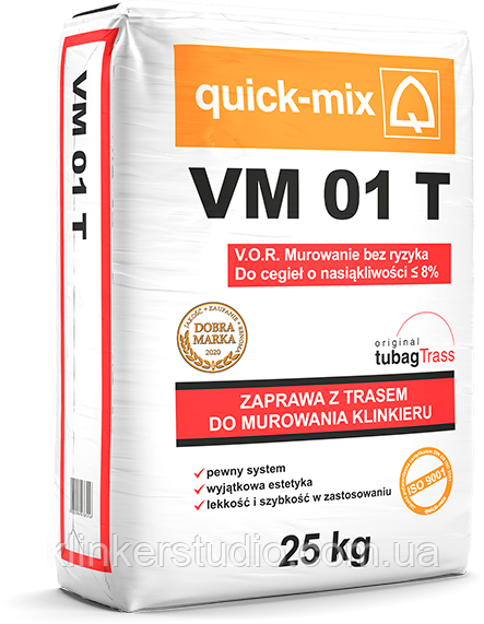 VM 01 T, комбінований розчин для цегли з помірним водопоглинанням, 3-8%. Сірий