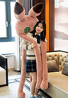 Большая мягкая плюшевая КРОЛИК с длинными лапами 210 см /розовый/ мягкая плюшевая игрушка /подушка обнимашка/
