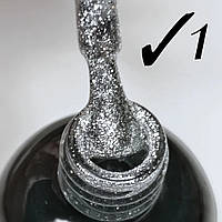 Глитерный гель лак для ногтей Starlet professional platinum gel объем 10 мл цвет серый