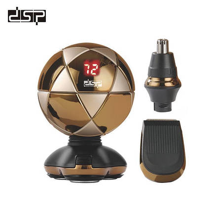 Електробритва роторна з плавальними головками та тримером водонепроникна 3в1 DSP 60136 IPX6 Gold, фото 1