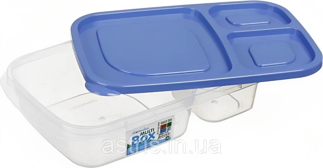 LunchBox 1.15 л. з кольоровою кришкою на 3 відділення