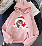 Жіноче тепле худі з новорічним котиком, фото 5