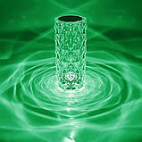 Лампа нічник настільна сенсорний Crystal Rose Роза RGB світильник з пультом на акумуляторі 16 кольорів, фото 6