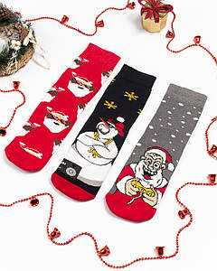 Набір чоловічих новорічних махрових шкарпеток Санта та Сніговик в окулярах, Санта з джойстиком