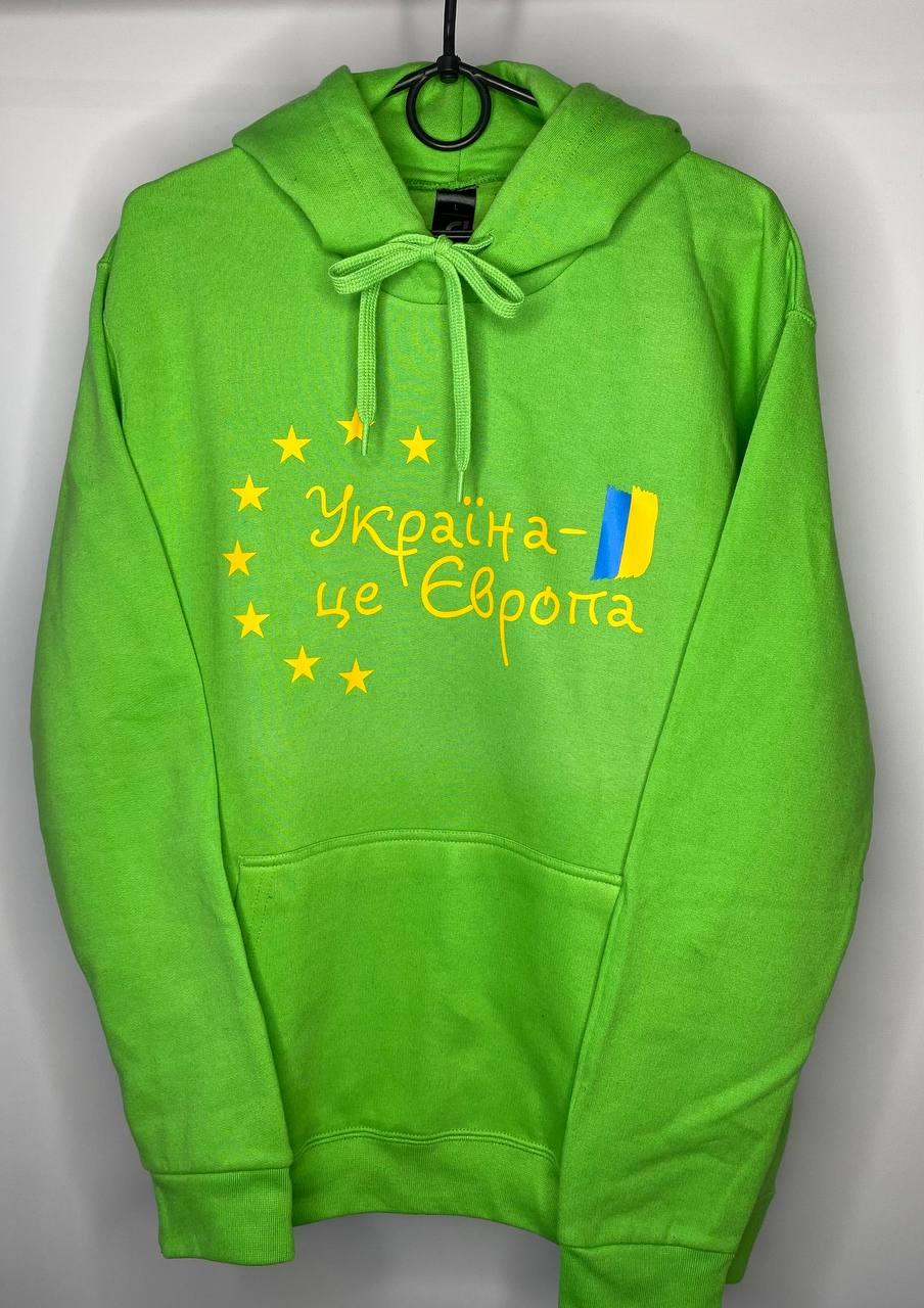 Толстовка Україна це Європа кофта жіноча та чоловіча, худі з капюшоном патріотична, одяг — у розмірі S