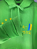 Толстовка Україна це Європа кофта жіноча та чоловіча, худі з капюшоном патріотична, одяг — у розмірі S, фото 3