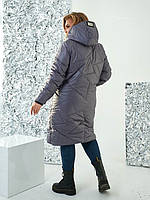 Осіння жіноча стьобана куртка з капюшоном на блискавці та накладними кишенями з 48 по 58 розмір, фото 3
