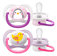 Пустушка АВЕНТ Philips Avent Ultra Air Animal для дівчинки, 0-6 місяців, 2 шт.