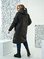 Осіння жіноча стьобана куртка з капюшоном на блискавці та накладними кишенями з 48 по 58 розмір, фото 9