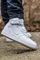 Кроссовки зимние Nike Air Force Winter White мужские белый с мехом найк аир форс кожаные теплые высокие