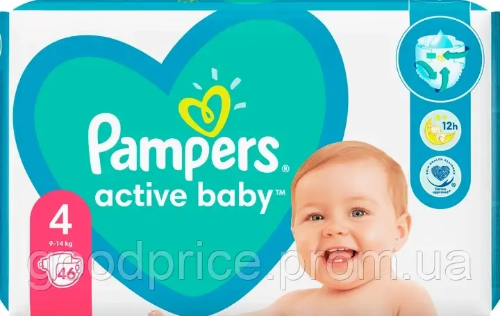 Підгузки дитячі Pampers Active Baby № 4 (9-14 кг), 46 шт