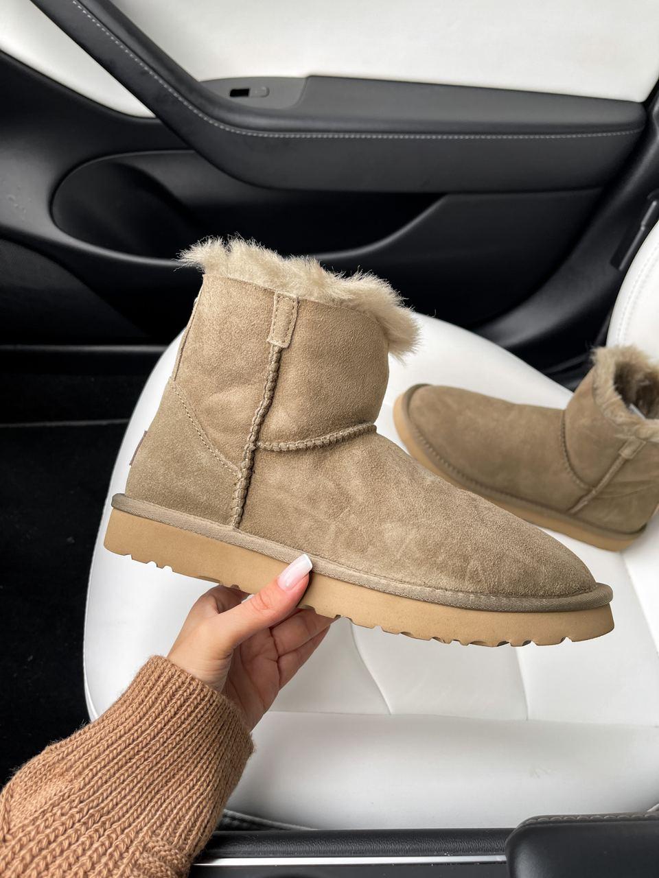 Уггі жіночі зимові бежеві UGG Mini Beige Zip (14242)