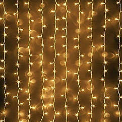 Новорічна гірлянда силіконові штори 240 LED ламп 3 м на 2 м (колір білий теплий) від розетки 220В