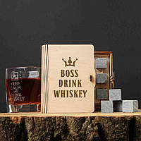 Камни для виски "Boss Drink Whiskey" 6 штук в подарочной коробке, англійська