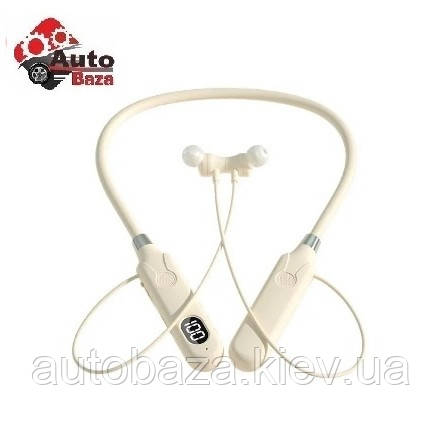 Бездротові навушники BT-12 Bluetooth 5.3 з гарнітурою для занять спортом з шийним ободом Білі