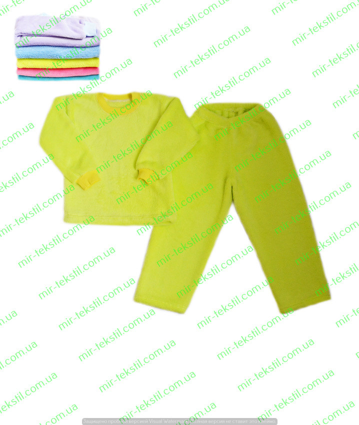 Пижама оптом детская теплая, махровый домашний комплект для детей однотонный р.32 34 - фото 1 - id-p2019316189