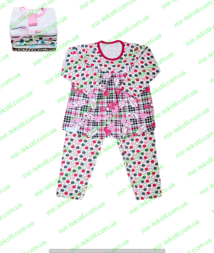 Пижама оптом детская для девочки теплая, детский домашний костюм на байке р.28 30 32 - фото 1 - id-p2019316191