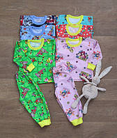 Пижама оптом детская утепленная для сна, байковые пижамы для детей в садик р.24 26 32 34 36