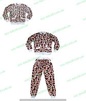 Махровая детская пижама оптом, теплый домашний костюм кофта на молнии и штаны для девочки р.36 38