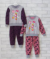 Пижама оптом детская теплая, домашний комплект для мальчика / девочки на байке р.34 36