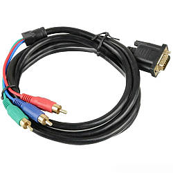 Кабель 5м, DVI-3RCA / Кабель DVI для передачі аудіо та відео / Перехідник DVI на тюльпан