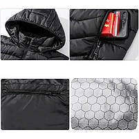 Куртка чоловіча з підігрівом від повербанка Lesko M09-4 Black 5XL 4 зони підігрівання 3 шт., фото 4