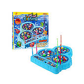 Аркадна гра «Риболовля» для дітей 3+, синя + 21 різнобарвна рибка + 4 вудки + дошка з 3 озерами