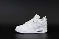 Мужские кроссовки Nike Air Jordan 4 Retro, кожа, белый, Вьетнам Найк Еір Джордан 4 ретро білі
