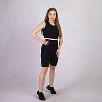 Костюм жіночий літній топ і велосипедки чорний 44-52