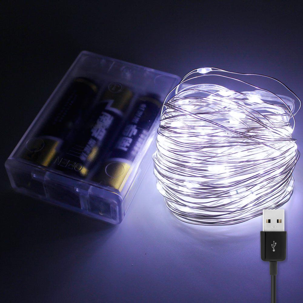 Гірлянда нитка "Роса" на батарейках + USB, 20м, 200 LED, статичний режим, IP44, фото 1