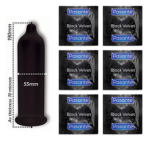 Презервативи Pasante Black Velvet 6 штук чорні презервативи