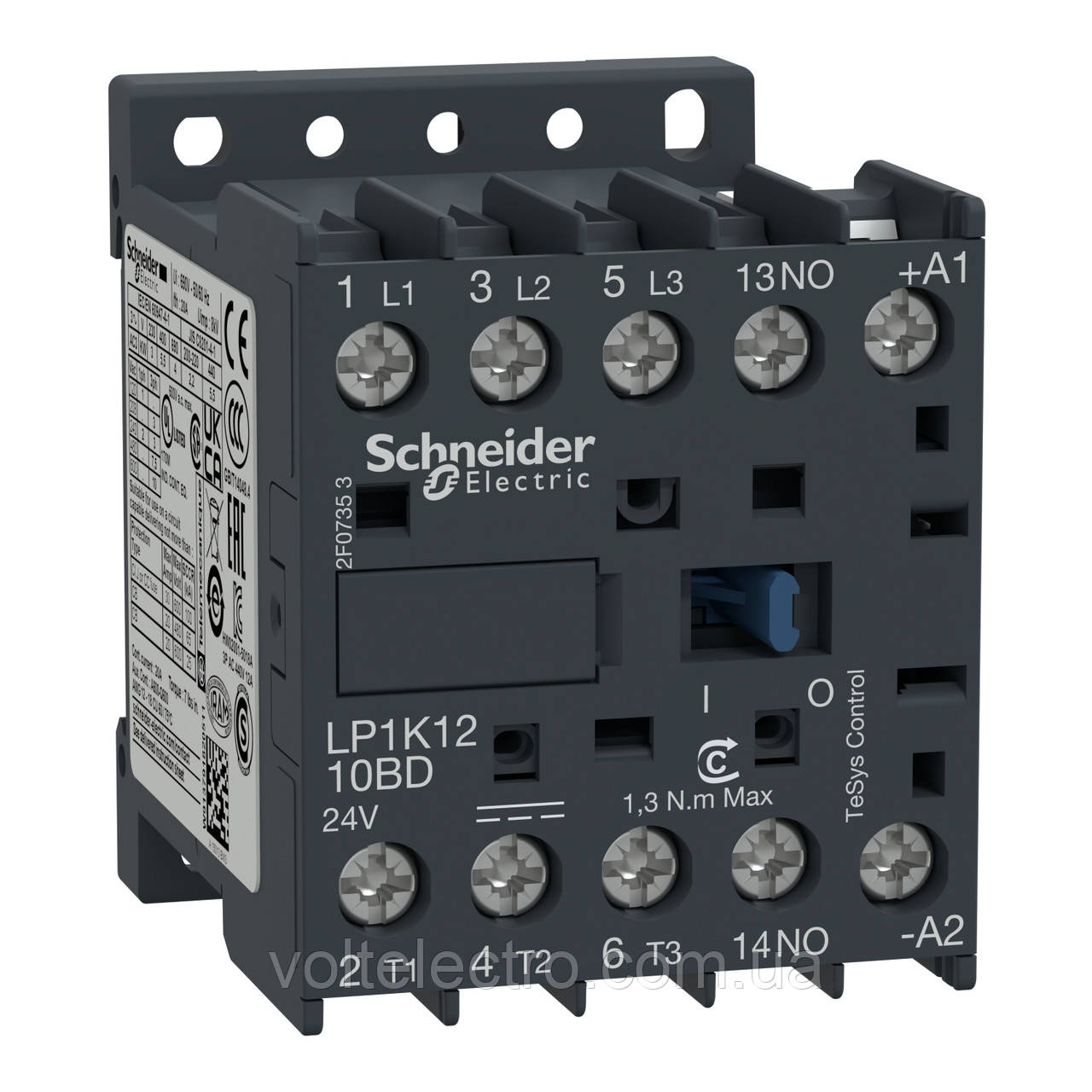 Контактор Schneider Electric TeSys K 3P, 12A, 1NO, 24V, DC