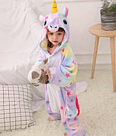 Кигуруми - пижама оптом детская "Единорог", махровый комбинезон костюм для детей рост 100 110 120 130 140