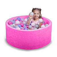 Сухой бассейн 80 см для детей с цветными шариками 150 шт, бассейн манеж, сухой бассейн с шариками розовый