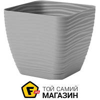 Горшок Form-Plastic Вазон пластиковый Сахара мини Квадро-19 квадратный 4,2 л серый