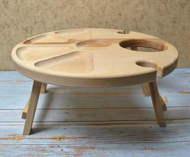 Столик на ножках для закусок I Винній столик I  Столик из дерева для завтраков I Винній столик с секциями, фото 3