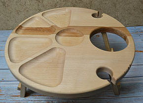 Столик на ножках для закусок I Винній столик I  Столик из дерева для завтраков I Винній столик с секциями, фото 1